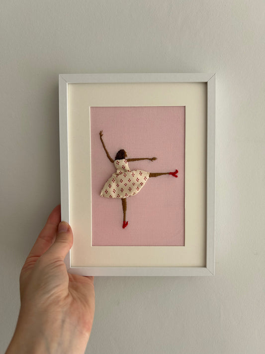 Hand Embroidered Dancing Lady Original Framed Artwork