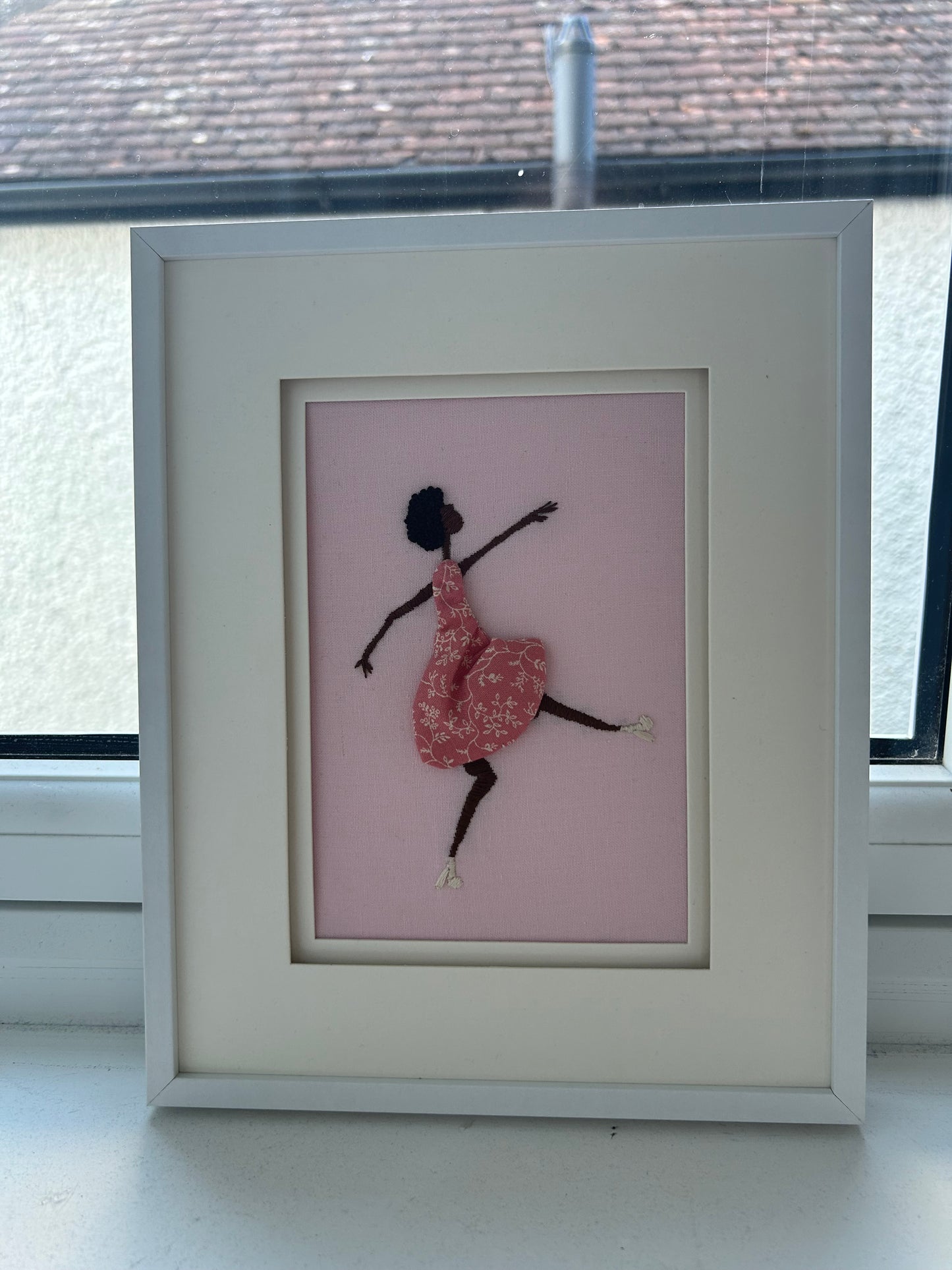 Hand Embroidered Dancing Lady Original Framed Artwork