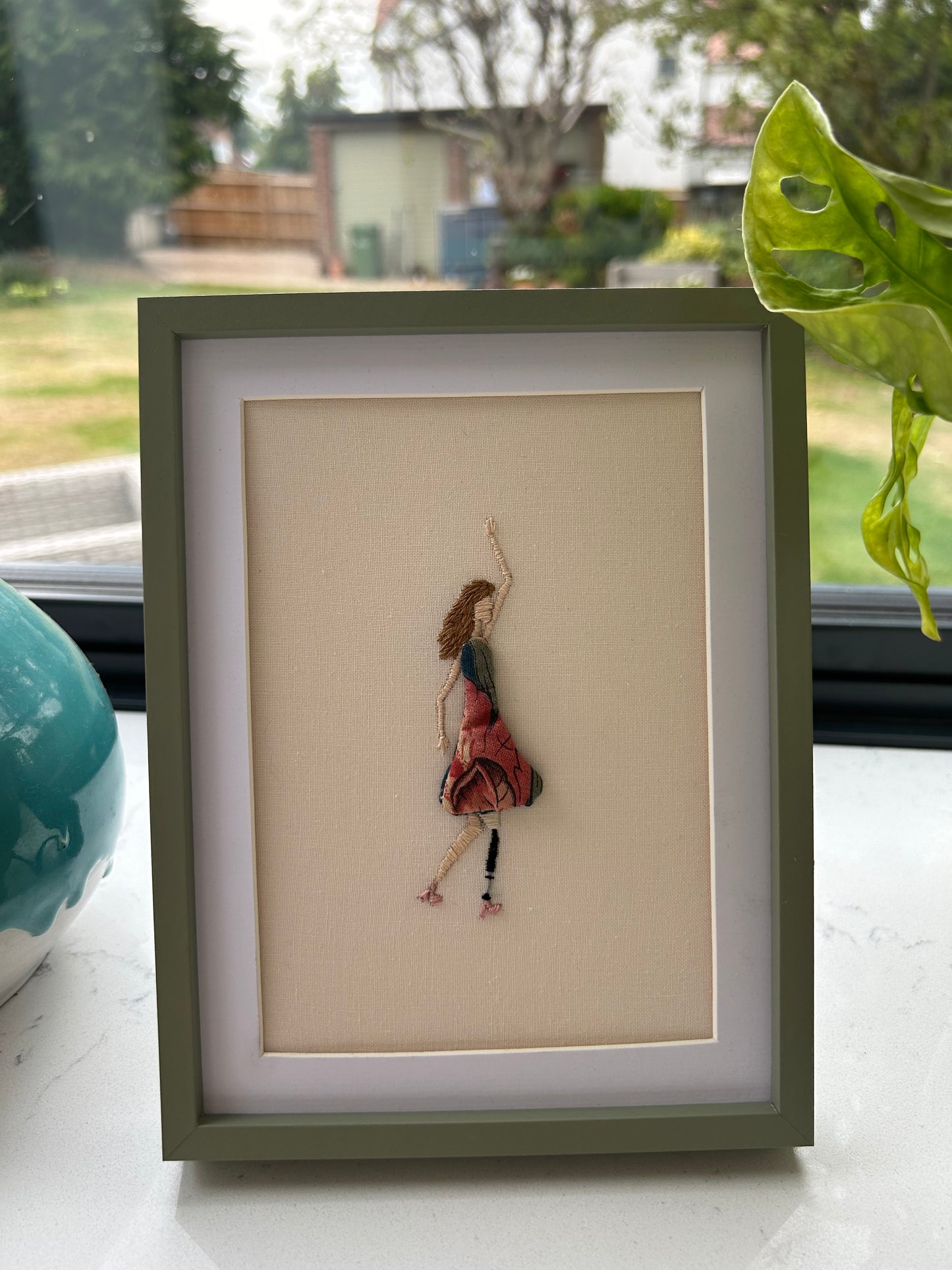 William Morris Hand Embroidered Dancing Lady Original Framed Artwork