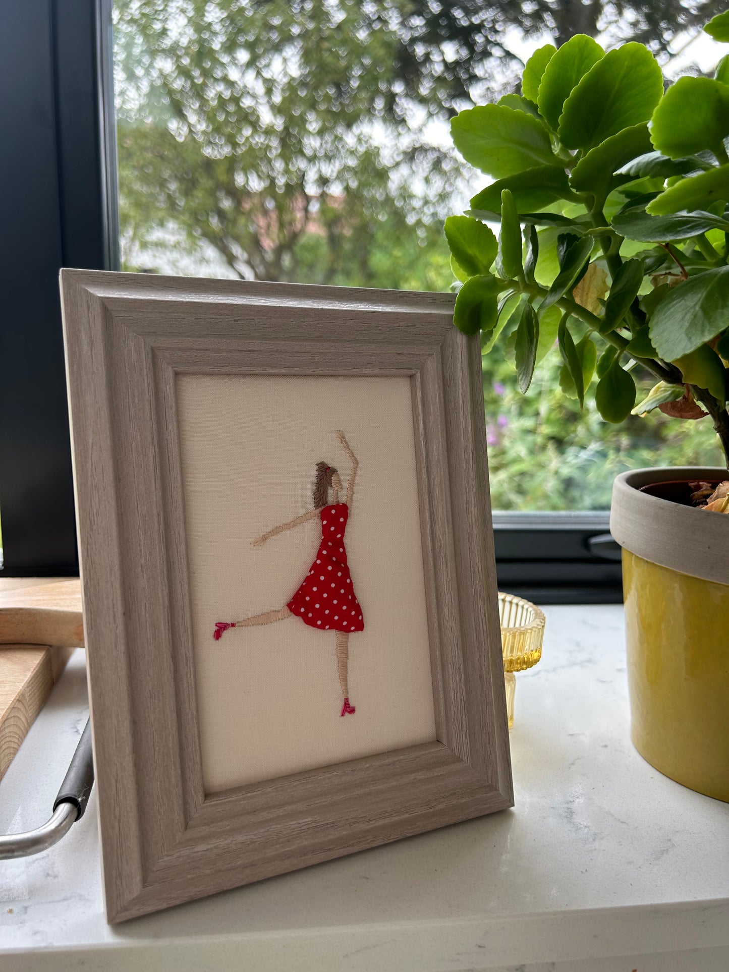 Hand Embroidered Dancing Lady Original Framed Embroidery