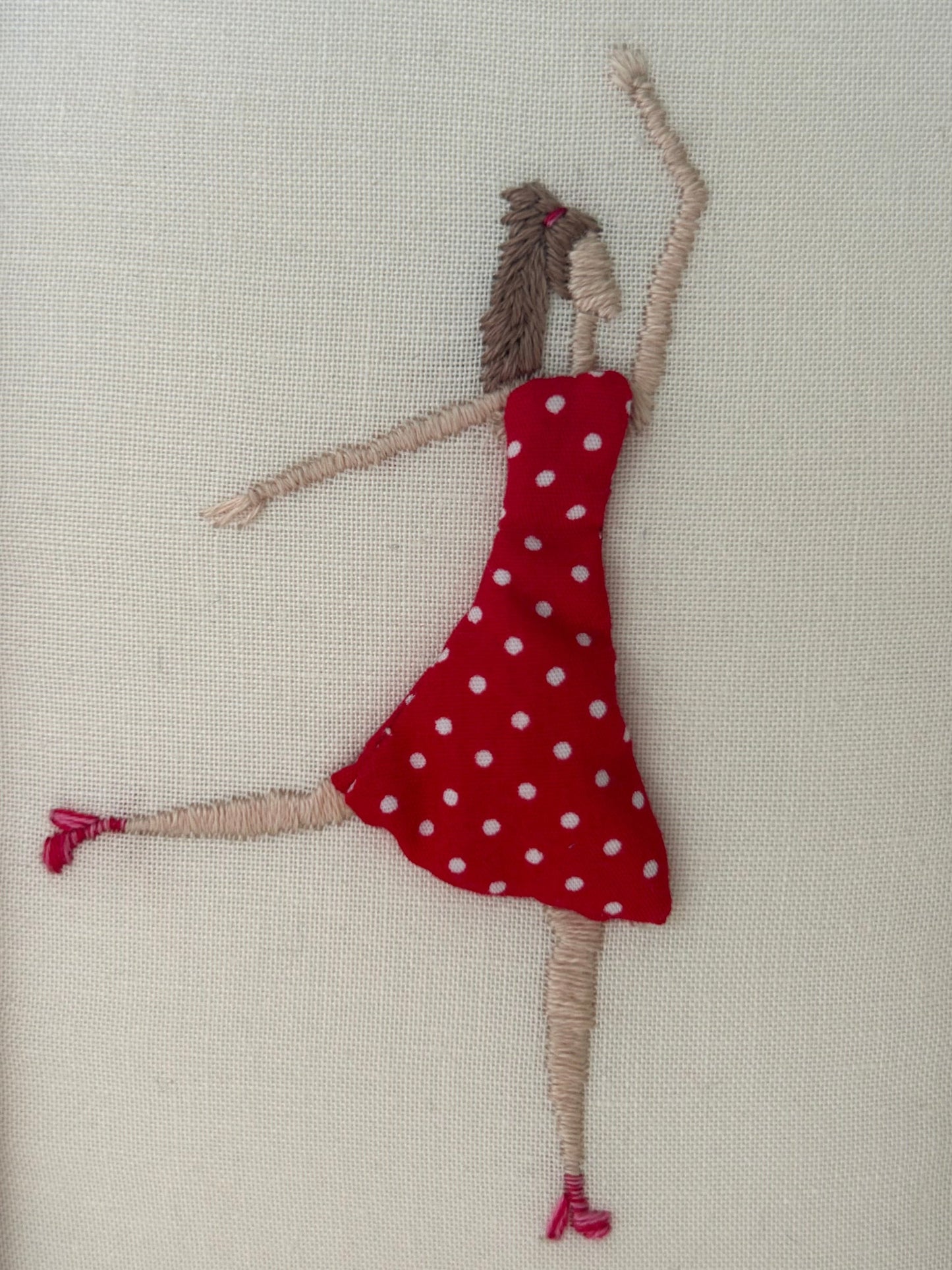 Hand Embroidered Dancing Lady Original Framed Embroidery